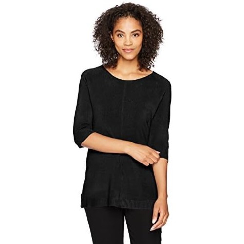Sag-Harbor-Womens-Elbow-Sleeve-Crew-Neck-Pullover